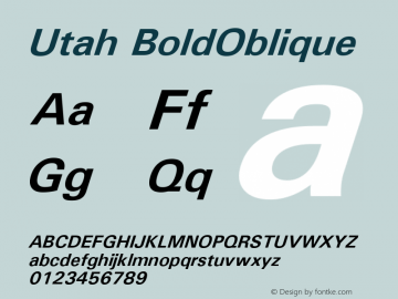 Utah BoldOblique Version 3.1 Font Sample
