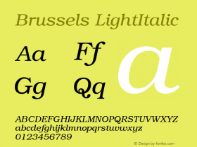 Brussels LightItalic Version 3.1 Font Sample