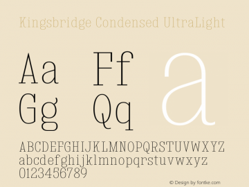 KingsbridgeCdUl-Regular Version 1.000 Font Sample