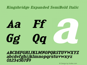 KingsbridgeExSb-Italic Version 1.000 Font Sample