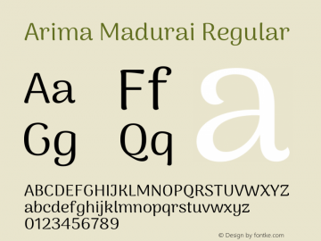 Arima Madurai Regular Version 1.020 Font Sample