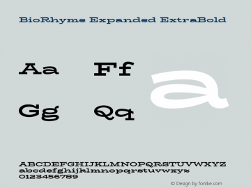 BioRhyme Expanded ExtraBold Version 1.001 Font Sample
