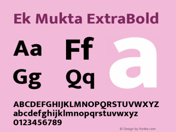 Ek Mukta ExtraBold Version 2.538;PS 1.002;hotconv 16.6.51;makeotf.lib2.5.65220; ttfautohint (v1.6) Font Sample