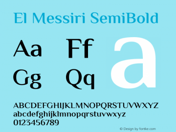 El Messiri SemiBold Version 2.007 Font Sample