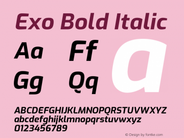 Exo Bold Italic Version 1.500图片样张