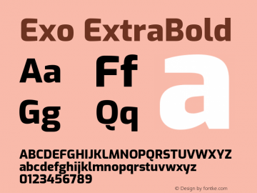 Exo ExtraBold Version 1.500 Font Sample