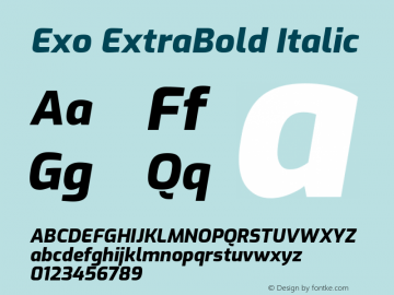 Exo ExtraBold Italic Version 1.500图片样张