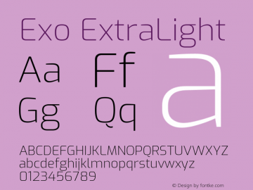 Exo ExtraLight Version 1.500 Font Sample