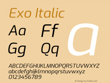 Exo Italic Version 1.500 Font Sample