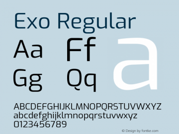 Exo Regular Version 1.500 Font Sample