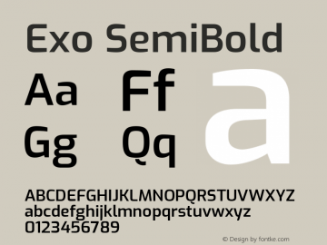 Exo SemiBold Version 1.500 Font Sample