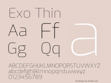 Exo Thin Version 1.500 Font Sample