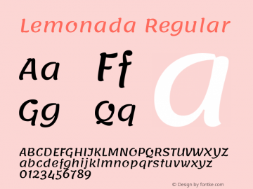 Lemonada Regular Version 3.007 Font Sample