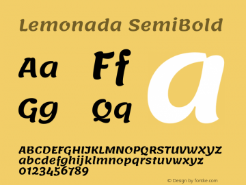 Lemonada SemiBold Version 3.007 Font Sample