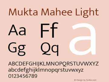 Mukta Mahee Light Version 2.538;PS 1.000;hotconv 16.6.51;makeotf.lib2.5.65220; ttfautohint (v1.6) Font Sample