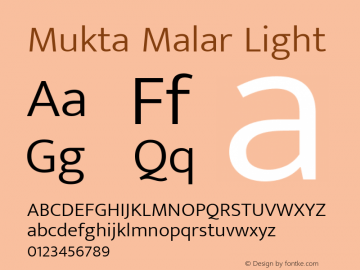 Mukta Malar Light Version 2.538;PS 1.000;hotconv 16.6.51;makeotf.lib2.5.65220; ttfautohint (v1.6) Font Sample