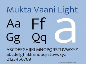 Mukta Vaani Light Version 2.538;PS 1.000;hotconv 16.6.51;makeotf.lib2.5.65220; ttfautohint (v1.6)图片样张