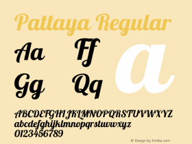 Pattaya Regular Version 2.001 Font Sample