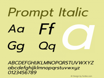 Prompt Italic Version 1.001 Font Sample