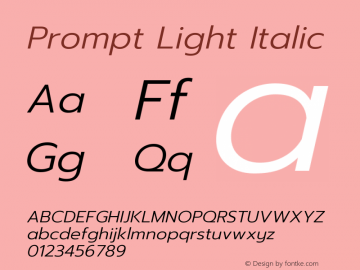 Prompt Light Italic Version 1.001 Font Sample