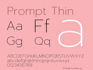 Prompt Thin Version 1.001 Font Sample