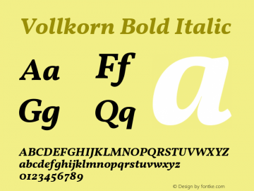 Vollkorn Bold Italic Version 4.015图片样张