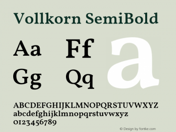 Vollkorn SemiBold Version 4.015 Font Sample