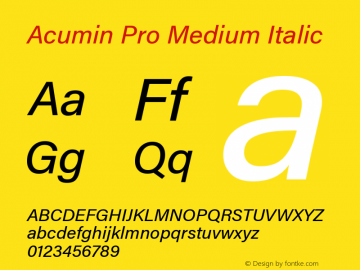 AcuminPro-MediumItalic Version 1.011 Font Sample