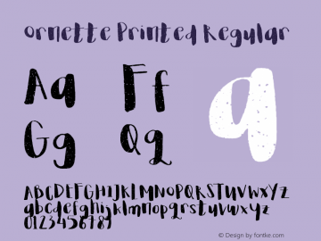 Ornette Printed Version 1.00 February 28, 2016, initial release Font Sample