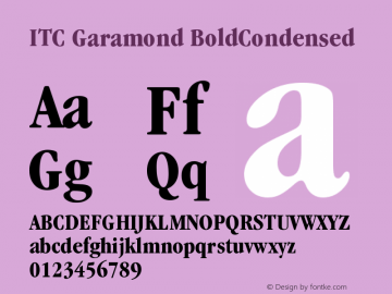 ITC Garamond Bold Condensed Version 003.001 Font Sample