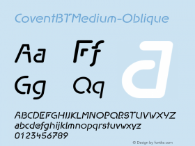 ☞CoventBTMedium-Oblique Version 1.000 2006;com.myfonts.easy.bitstream.covent.medium-oblique.wfkit2.version.2Dv1图片样张