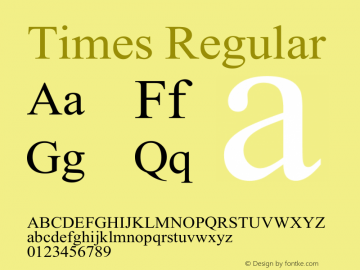 Times Version 1.00 April 10, 2011, initial release Font Sample