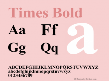 Times Bold Version 1.00 April 10, 2011, initial release Font Sample