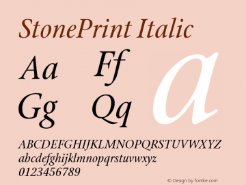 StonePrint-Italic 001.000 Font Sample