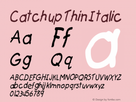 Catchup Thin Italic Altsys Fontographer 4.1 1/6/95 Font Sample