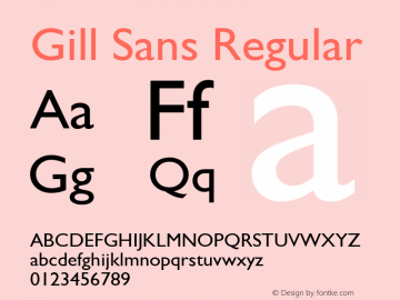Gill Sans 001 ; July 1992 ; Classic set Font Sample