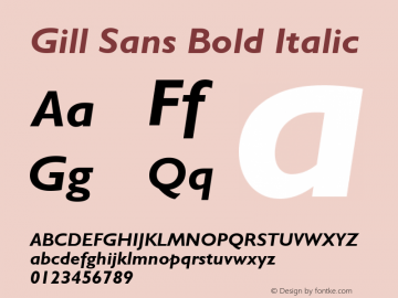 Gill Sans Bold Italic 001.001 : March 1992 : Classic set Font Sample