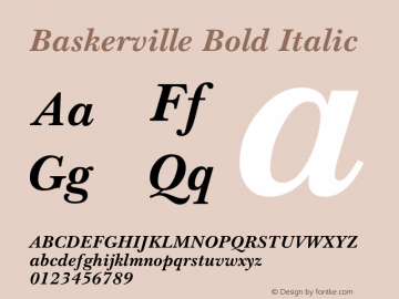 BaskervilleBT-BoldItalic 2.0-1.0 Font Sample