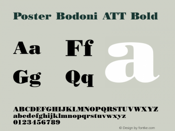 Poster Bodoni ATT Bold Latin 1 and 5: Version 1.2 Font Sample