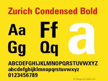ZurichBT-BoldCondensed 2.0-1.0 Font Sample