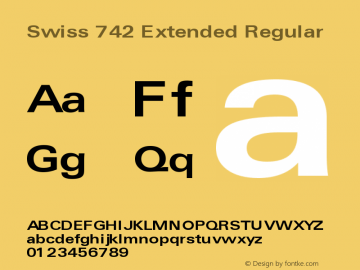 Swiss742-A-Bold-Extended 1.0 Font Sample