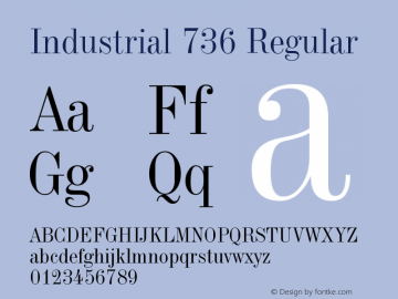 Industrial736BT-Roman 2.0-1.0 Font Sample