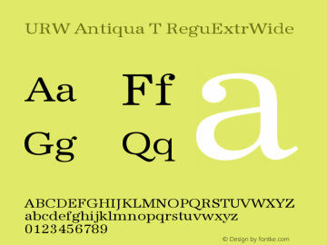 URW Antiqua T ReguExtrWide Version 001.005 Font Sample