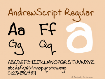 AndrewScript Regular Macromedia Fontographer 4.1 3/27/96图片样张