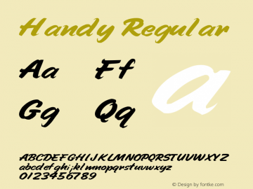 Handy Regular Altsys Metamorphosis:10/27/94 Font Sample
