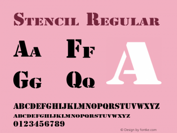 Stencil Regular Altsys Fontographer 3.5  8/5/92图片样张