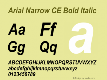 ArialNarrowCE-BoldItalic 001.004 Font Sample