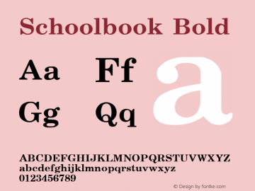 Schoolbook Bold Altsys Fontographer 3.5  8/13/92 Font Sample