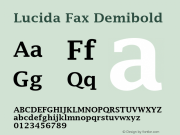 Lucida Fax Demibold Version 1.69 Font Sample