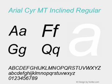 ArialCyrMT-Inclined 001.003 Font Sample